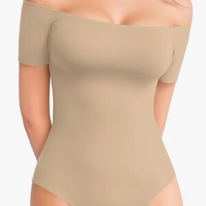 Mango Tan Off-Shoulder Bodysuit
